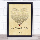 Andy Grammer A Friend Like You Vintage Heart Song Lyric Wall Art Print