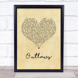 Green Day Outlaws Vintage Heart Song Lyric Wall Art Print