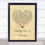 Hall & Oates Melody For A Memory Vintage Heart Song Lyric Wall Art Print