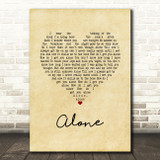 Heart Alone Vintage Heart Song Lyric Wall Art Print