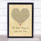 Janet Jackson The Best Things In Life Are Free Vintage Heart Song Lyric Wall Art Print