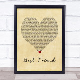 50 Cent Best Friend Vintage Heart Song Lyric Wall Art Print