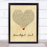 Jesse McCartney Beautiful Soul Vintage Heart Song Lyric Wall Art Print