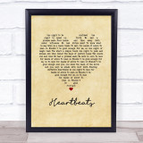 José González Heartbeats Vintage Heart Song Lyric Wall Art Print