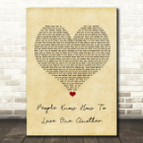 Kaiser Chiefs People Know How To Love One Another Vintage Heart Song Lyric Wall Art Print