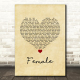 Keith Urban Female Vintage Heart Song Lyric Wall Art Print