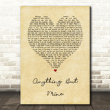 Kenny Chesney Anything But Mine Vintage Heart Song Lyric Wall Art Print