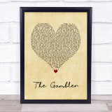 Kenny Rogers The Gambler Vintage Heart Song Lyric Wall Art Print