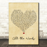 Kutless All the Words Vintage Heart Song Lyric Wall Art Print
