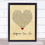 Lewis Capaldi Before You Go Vintage Heart Song Lyric Wall Art Print