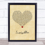 Linkin Park Invisible Vintage Heart Song Lyric Wall Art Print