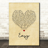 Lionel Richie Easy Vintage Heart Song Lyric Wall Art Print
