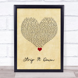 Luke Bryan Strip It Down Vintage Heart Song Lyric Wall Art Print