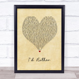 Luther Vandross I'd Rather Vintage Heart Song Lyric Wall Art Print