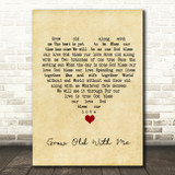 Mary Chapin Carpenter Grow Old With Me Vintage Heart Song Lyric Wall Art Print