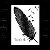 A-ha Take On Me Black & White Feather & Birds Song Lyric Music Art Print