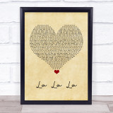 Naughty Boy La La La Vintage Heart Song Lyric Wall Art Print