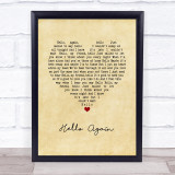 Neil Diamond Hello Again Vintage Heart Song Lyric Wall Art Print