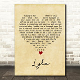Oasis Lyla Vintage Heart Song Lyric Wall Art Print