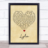 Oasis Lyla Vintage Heart Song Lyric Wall Art Print