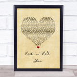 Oasis Rock 'n' Roll Star Vintage Heart Song Lyric Wall Art Print