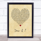 One Direction You & I Vintage Heart Song Lyric Wall Art Print