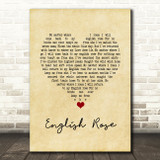 Paul Weller English Rose Vintage Heart Song Lyric Wall Art Print