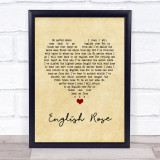 Paul Weller English Rose Vintage Heart Song Lyric Wall Art Print
