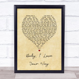 Peter Frampton Baby, I Love Your Way Vintage Heart Song Lyric Wall Art Print