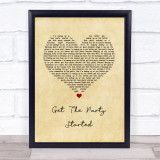 Pink Get The Party Started Vintage Heart Song Lyric Wall Art Print