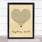 Prince Raspberry Beret Vintage Heart Song Lyric Wall Art Print