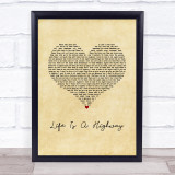 Rascal Flatts Life Is A Highway Vintage Heart Song Lyric Wall Art Print