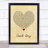 Rebelution Good Day Vintage Heart Song Lyric Wall Art Print