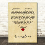 Barbra Streisand Somewhere Vintage Heart Song Lyric Wall Art Print