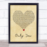 Ric Hassani Only You Vintage Heart Song Lyric Wall Art Print