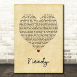 Ariana Grande Needy Vintage Heart Song Lyric Quote Music Print