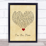 Bruce Springsteen I'm On Fire Vintage Heart Song Lyric Quote Music Print