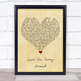 Charlie Landsborough Love You Every Second Vintage Heart Song Lyric Quote Music Print