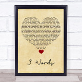 Cheryl Cole 3 Words Vintage Heart Song Lyric Quote Music Print