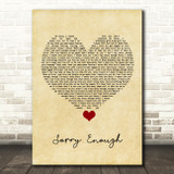 Chris Brown Sorry Enough Vintage Heart Song Lyric Quote Music Print