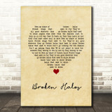 Chris Stapleton Broken Halos Vintage Heart Song Lyric Quote Music Print