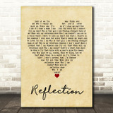 Christina Aguilera Reflection Vintage Heart Song Lyric Quote Music Print