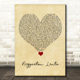 CNCO Reggaeton Lento Vintage Heart Song Lyric Quote Music Print