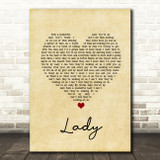 D'Angelo Lady Vintage Heart Song Lyric Quote Music Print