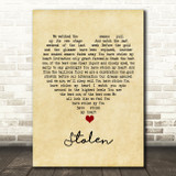 Dashboard Confessional Stolen Vintage Heart Song Lyric Quote Music Print