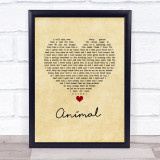 Def Leppard Animal Vintage Heart Song Lyric Quote Music Print