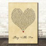 DJ Ironik Stay With Me Vintage Heart Song Lyric Quote Music Print