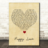 Donny Osmond Puppy Love Vintage Heart Song Lyric Quote Music Print