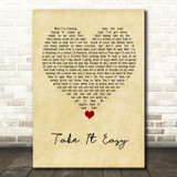 Eagles Take It Easy Vintage Heart Song Lyric Quote Music Print
