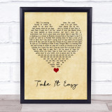 Eagles Take It Easy Vintage Heart Song Lyric Quote Music Print